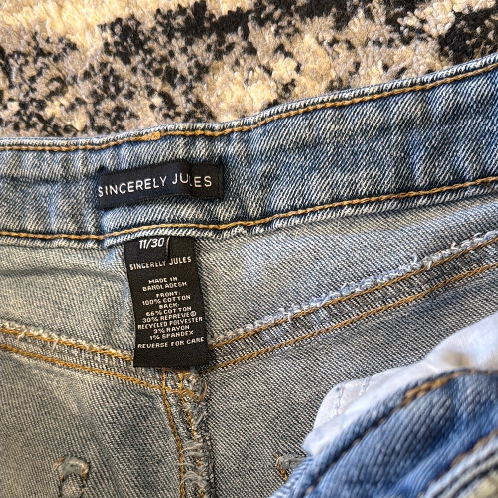 Blue Distressed Jean Shorts - Picture 2 of 4